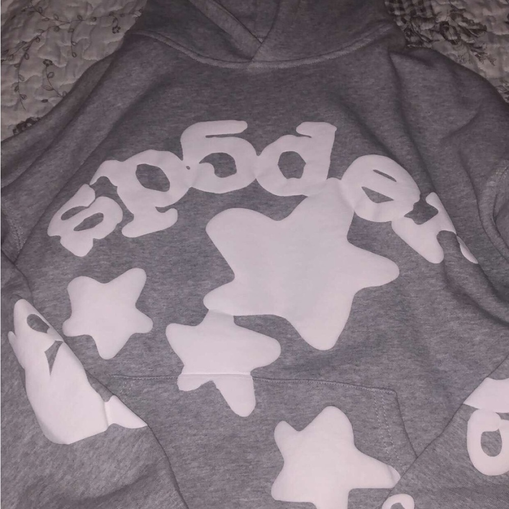 Sp5der Gray Beluga Hoodie